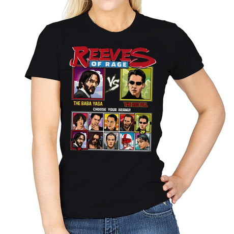Reeves of Rage - Retro Fighter Series - Womens T-Shirts RIPT Apparel Small / Black
