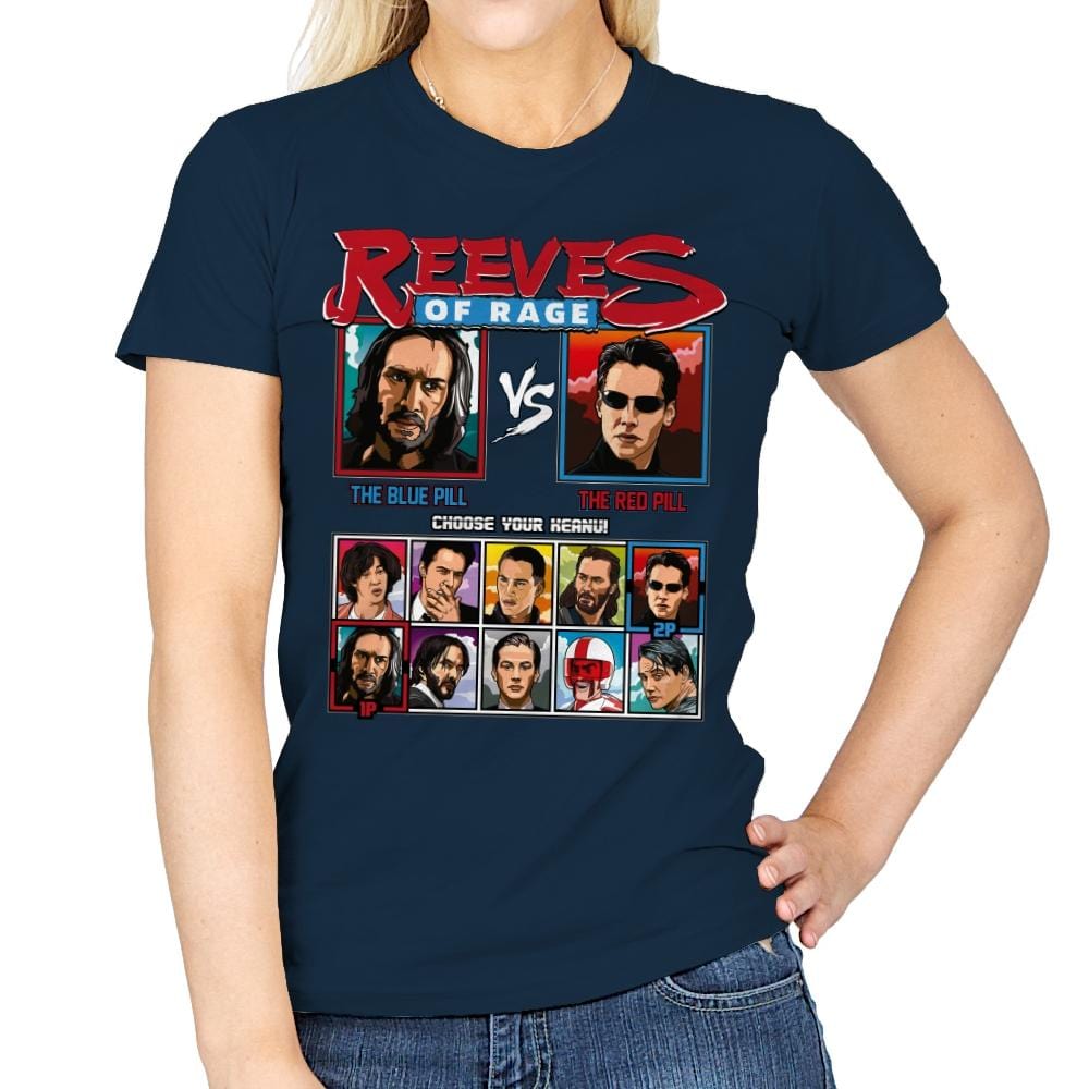 Reeves of Rage - Womens T-Shirts RIPT Apparel Small / Navy