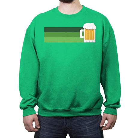 Retro Beer Stripes - Crew Neck Sweatshirt Crew Neck Sweatshirt RIPT Apparel Small / Irish Green