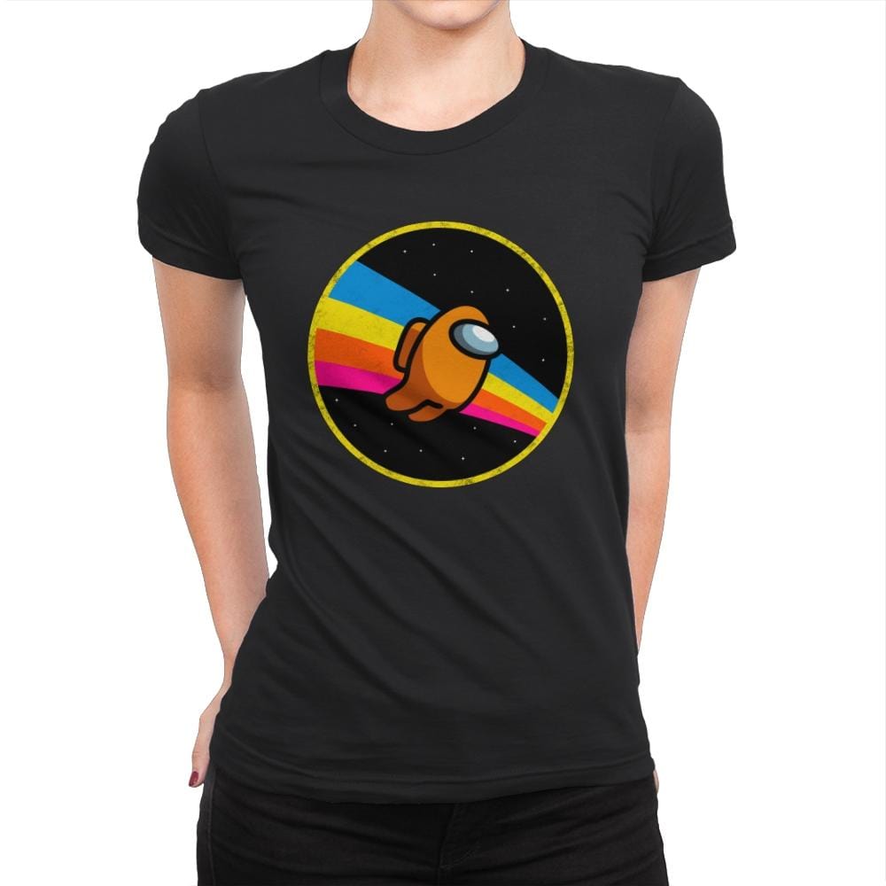 Retro Space Flying  - Womens Premium T-Shirts RIPT Apparel Small / Black