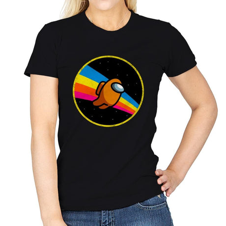 Retro Space Flying  - Womens T-Shirts RIPT Apparel Small / Black
