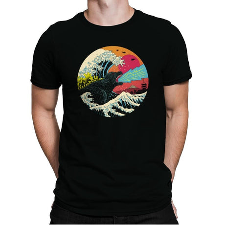 Retro Wave Kaiju - Mens Premium T-Shirts RIPT Apparel Small / Black