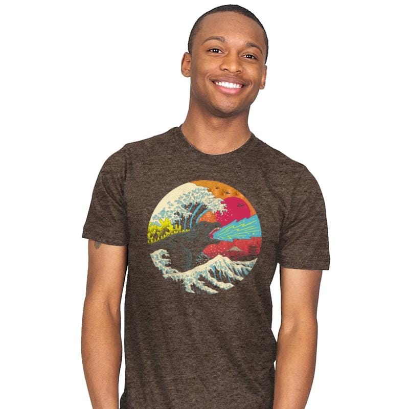 Retro Wave Kaiju - Mens T-Shirts RIPT Apparel 4x-large / Brown