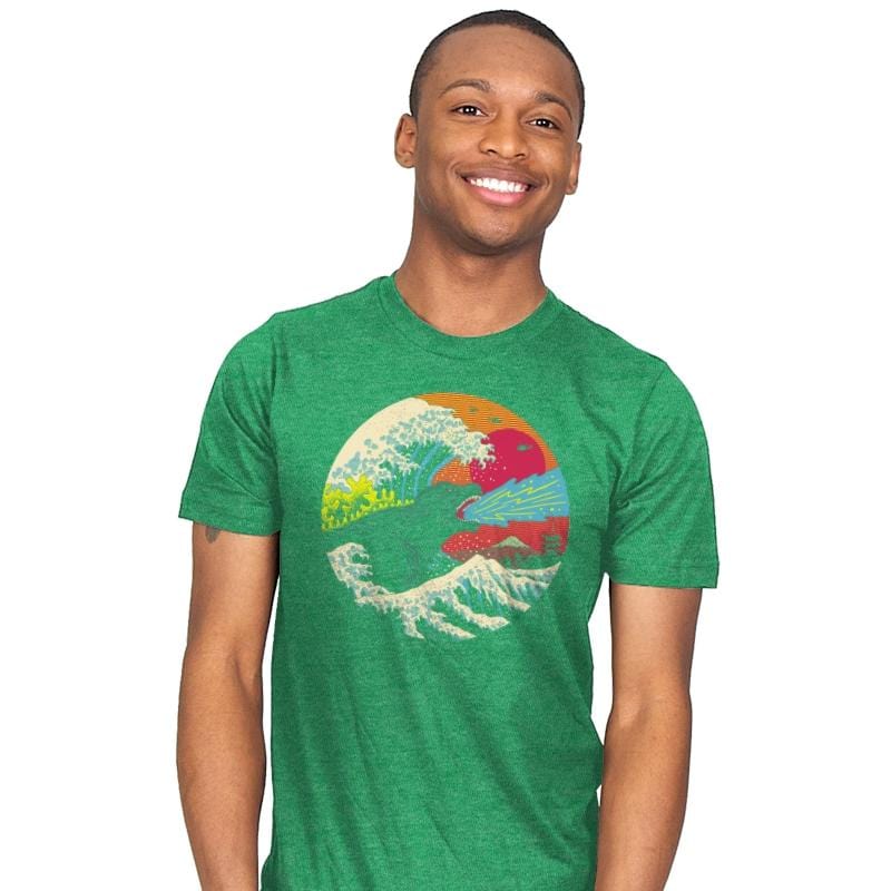 Retro Wave Kaiju - Mens T-Shirts RIPT Apparel 4x-large / Kelly