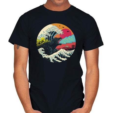 Retro Wave Kaiju - Mens T-Shirts RIPT Apparel Small / Black