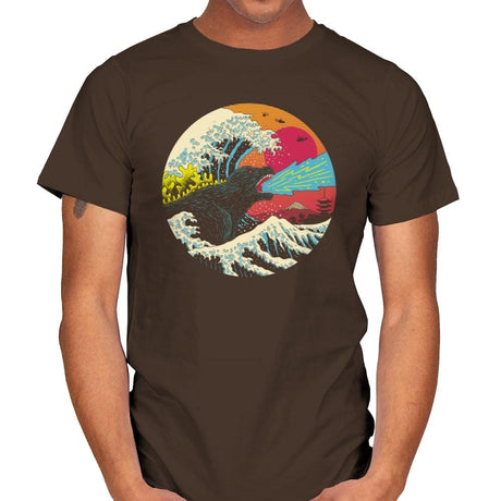 Retro Wave Kaiju - Mens T-Shirts RIPT Apparel Small / Dark Chocolate
