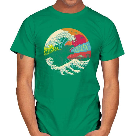 Retro Wave Kaiju - Mens T-Shirts RIPT Apparel Small / Kelly Green