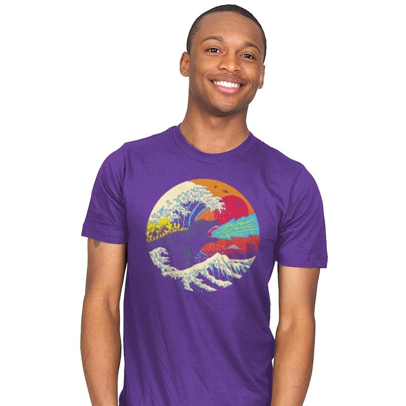 Retro Wave Kaiju - Mens T-Shirts RIPT Apparel Small / Purple