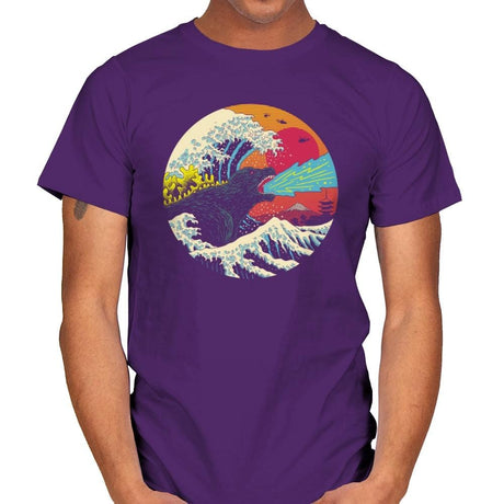 Retro Wave Kaiju - Mens T-Shirts RIPT Apparel Small / Purple