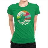 Retro Wave Kaiju - Womens Premium T-Shirts RIPT Apparel Small / Kelly Green