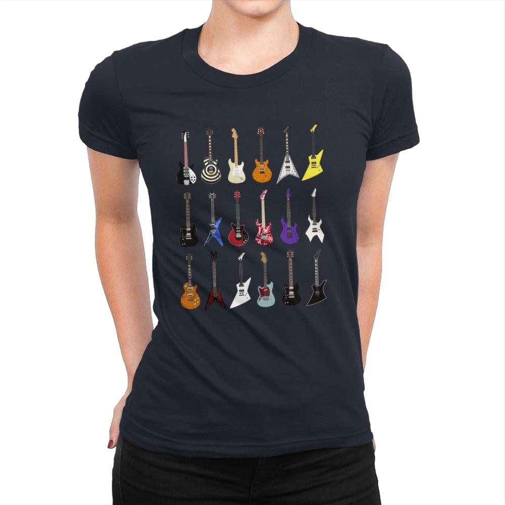 Riffs that Rocked the World - Iconic Guitars from Rock and Metal Legends - Womens Premium T-Shirts RIPT Apparel Small / Midnight Navy