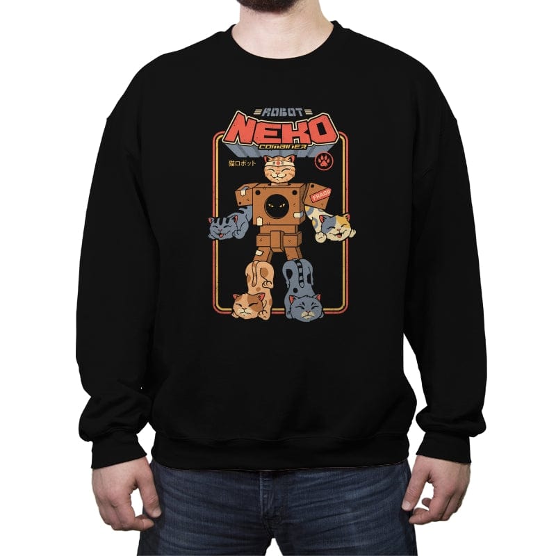 Robo Cat Combiner - Crew Neck Sweatshirt Crew Neck Sweatshirt RIPT Apparel Small / Black
