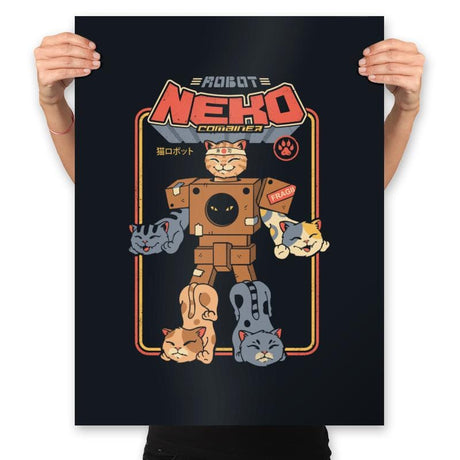 Robo Cat Combiner - Prints Posters RIPT Apparel 18x24 / Black