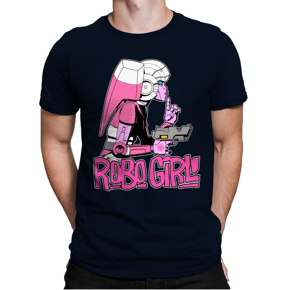Robo Girl - Mens Premium T-Shirts RIPT Apparel Small / Midnight Navy