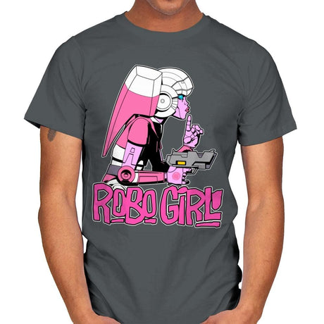 Robo Girl - Mens T-Shirts RIPT Apparel Small / Charcoal