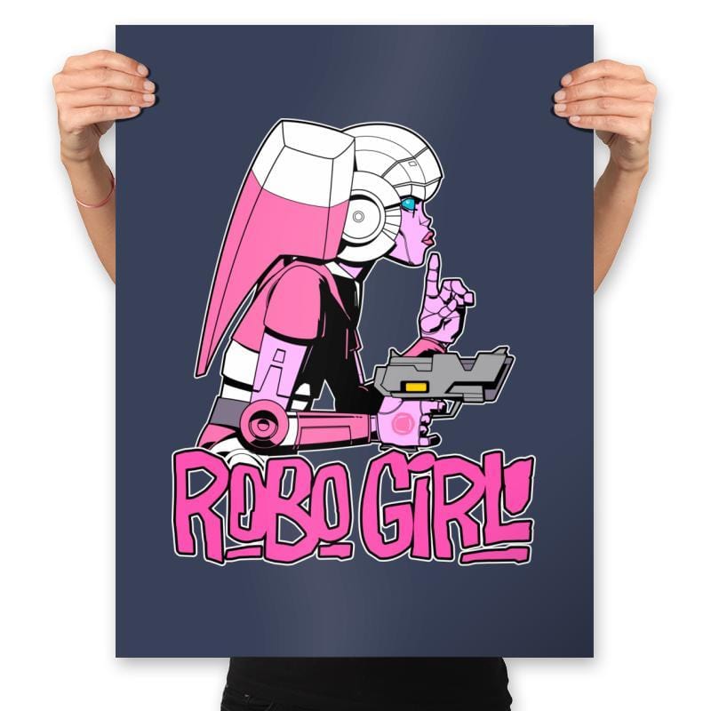 Robo Girl - Prints Posters RIPT Apparel 18x24 / Navy