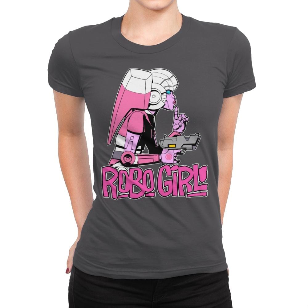 Robo Girl - Womens Premium T-Shirts RIPT Apparel Small / Heavy Metal