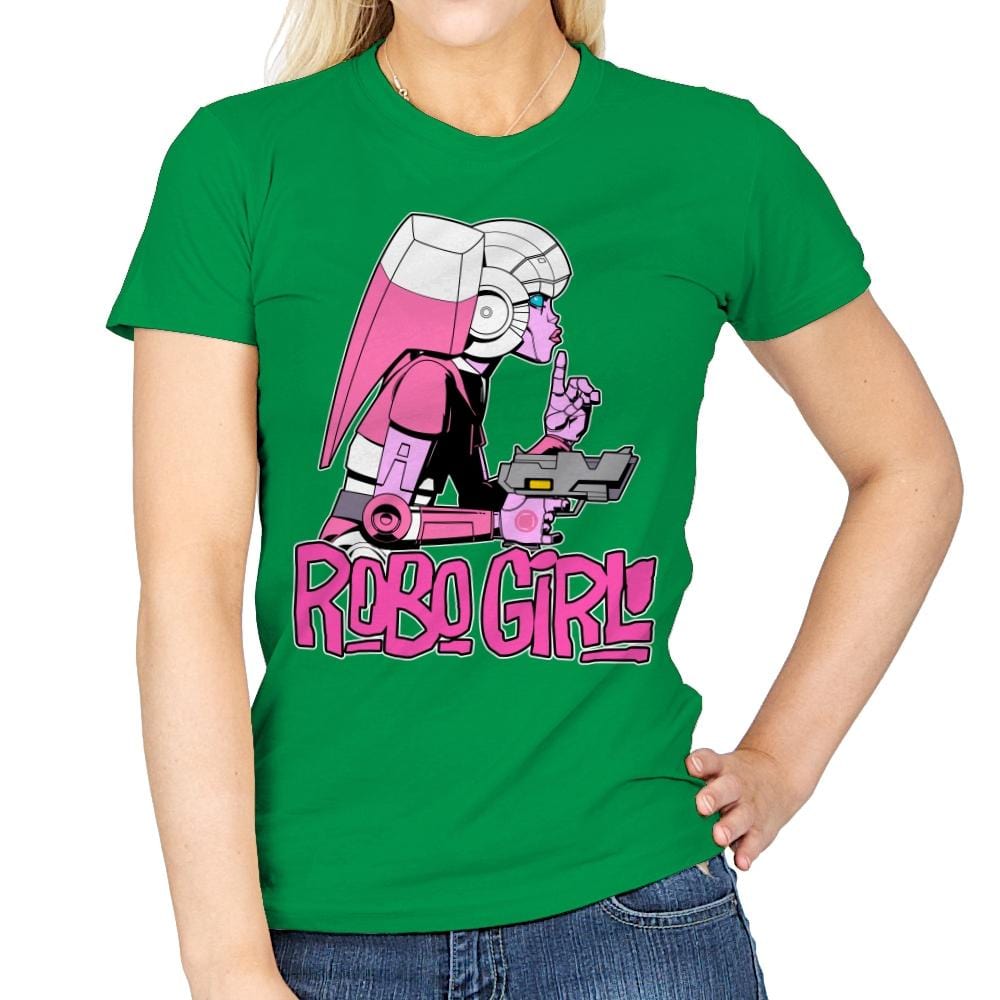 Robo Girl - Womens T-Shirts RIPT Apparel Small / Irish Green