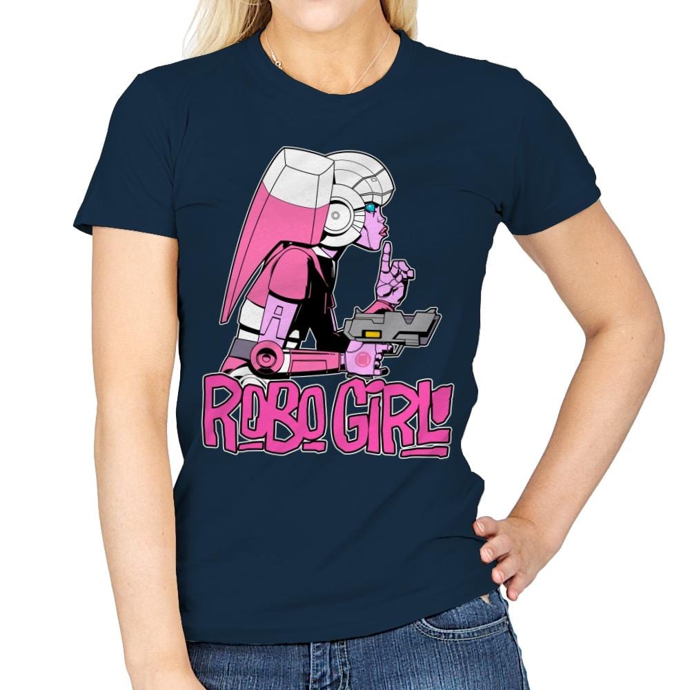 Robo Girl - Womens T-Shirts RIPT Apparel Small / Navy