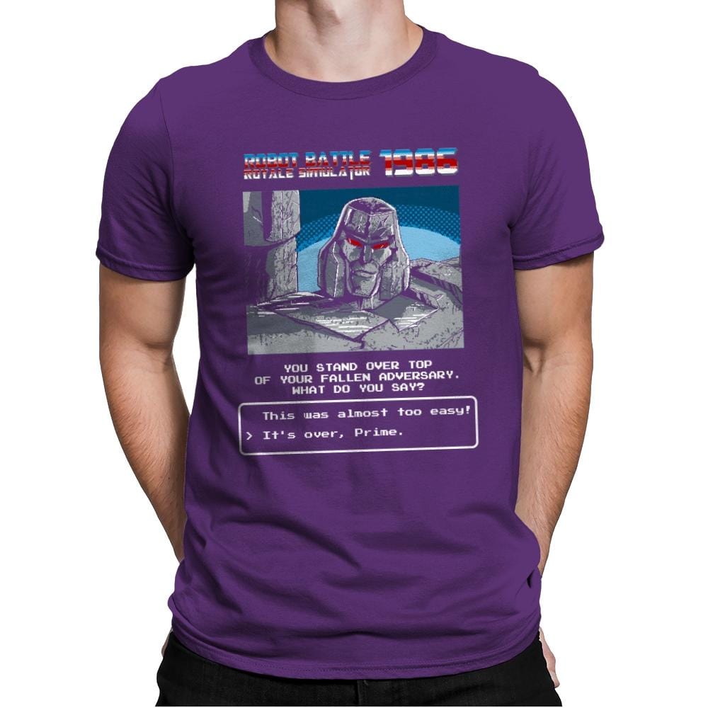 Robot Battle Royale Simulator 1986 Exclusive - Mens Premium T-Shirts RIPT Apparel Small / Purple Rush