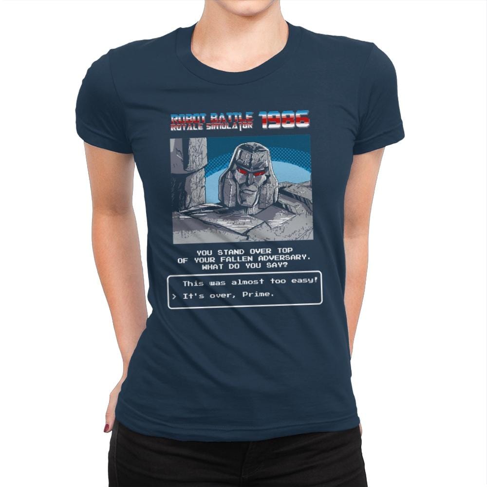 Robot Battle Royale Simulator 1986 Exclusive - Womens Premium T-Shirts RIPT Apparel Small / Midnight Navy