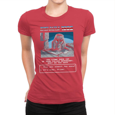 Robot Battle Royale Simulator 1986 Exclusive - Womens Premium T-Shirts RIPT Apparel Small / Red