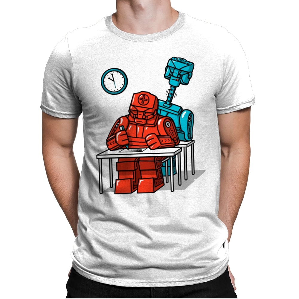 Robot Exam! - Mens Premium T-Shirts RIPT Apparel Small / White