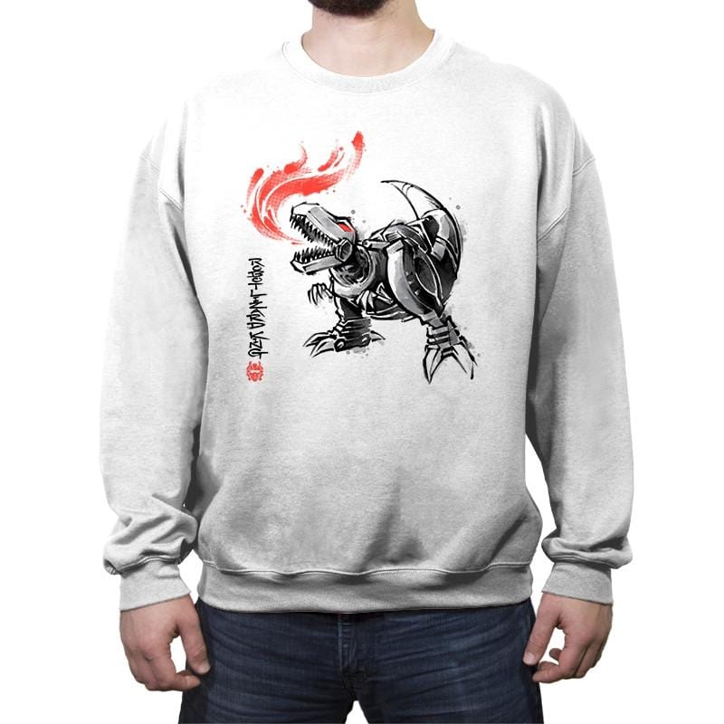 Robot Lizard King - Crew Neck Sweatshirt Crew Neck Sweatshirt RIPT Apparel Small / White