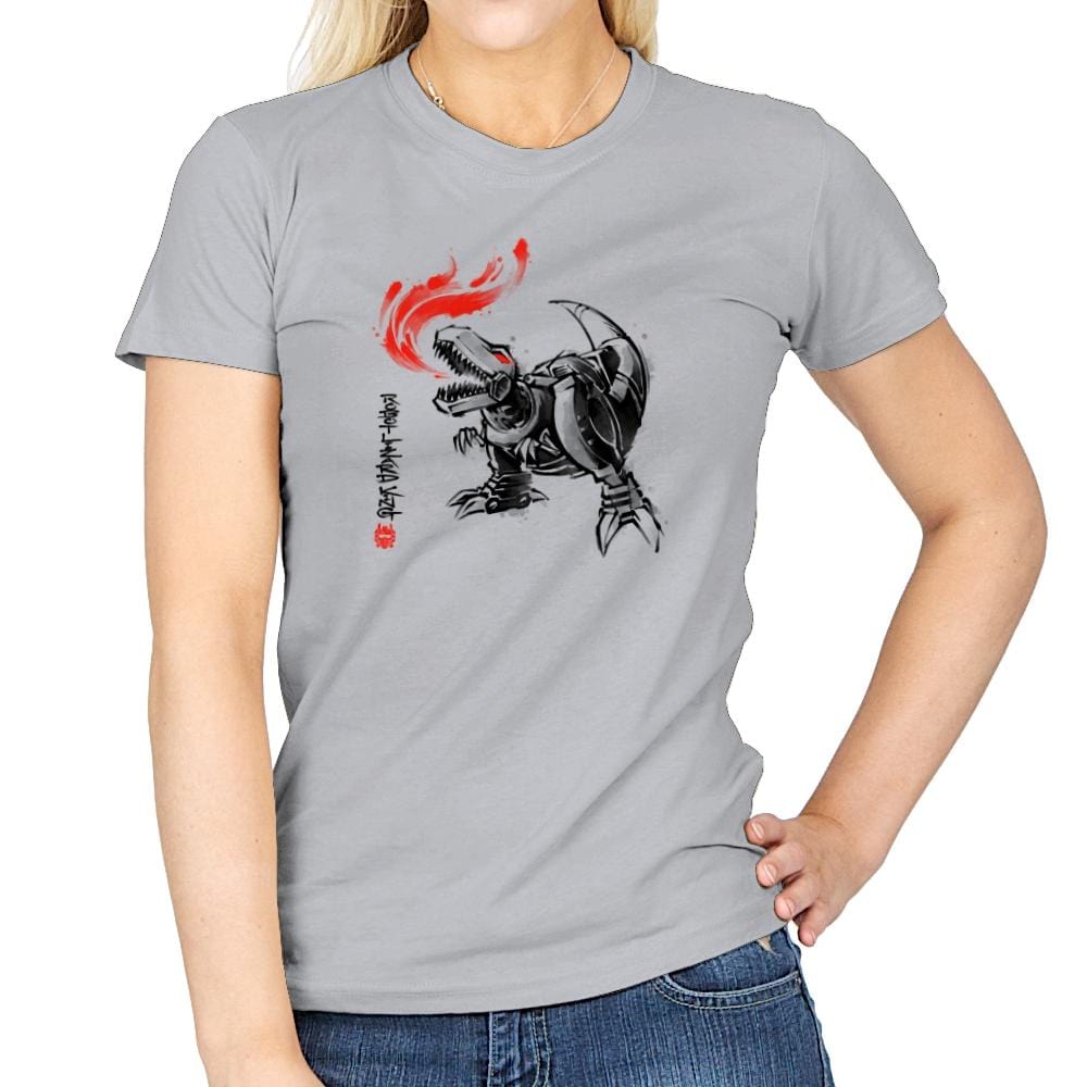 Robot Lizard King Exclusive - Womens T-Shirts RIPT Apparel Small / Sport Grey