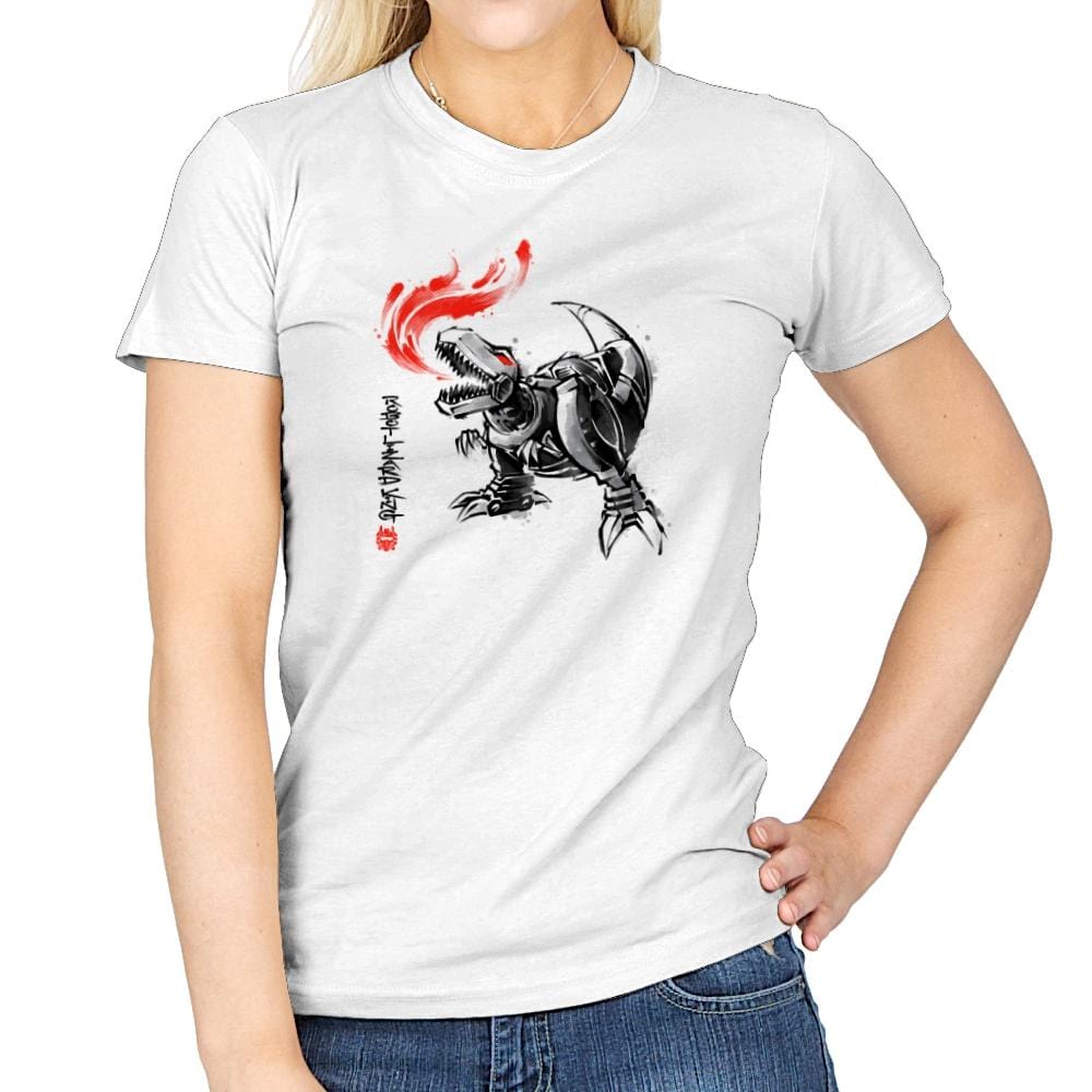 Robot Lizard King Exclusive - Womens T-Shirts RIPT Apparel Small / White