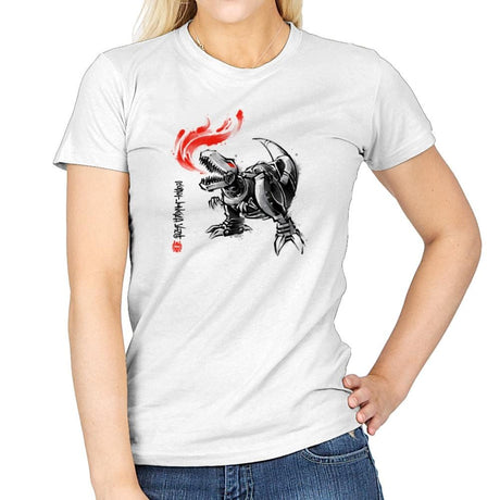 Robot Lizard King Exclusive - Womens T-Shirts RIPT Apparel Small / White