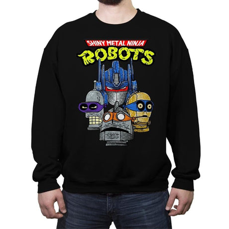 Robot Ninjas - Crew Neck Sweatshirt Crew Neck Sweatshirt RIPT Apparel Small / Black