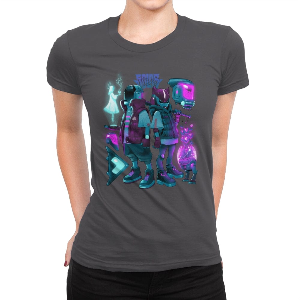 Robots & Faith - Womens Premium T-Shirts RIPT Apparel Small / Heavy Metal