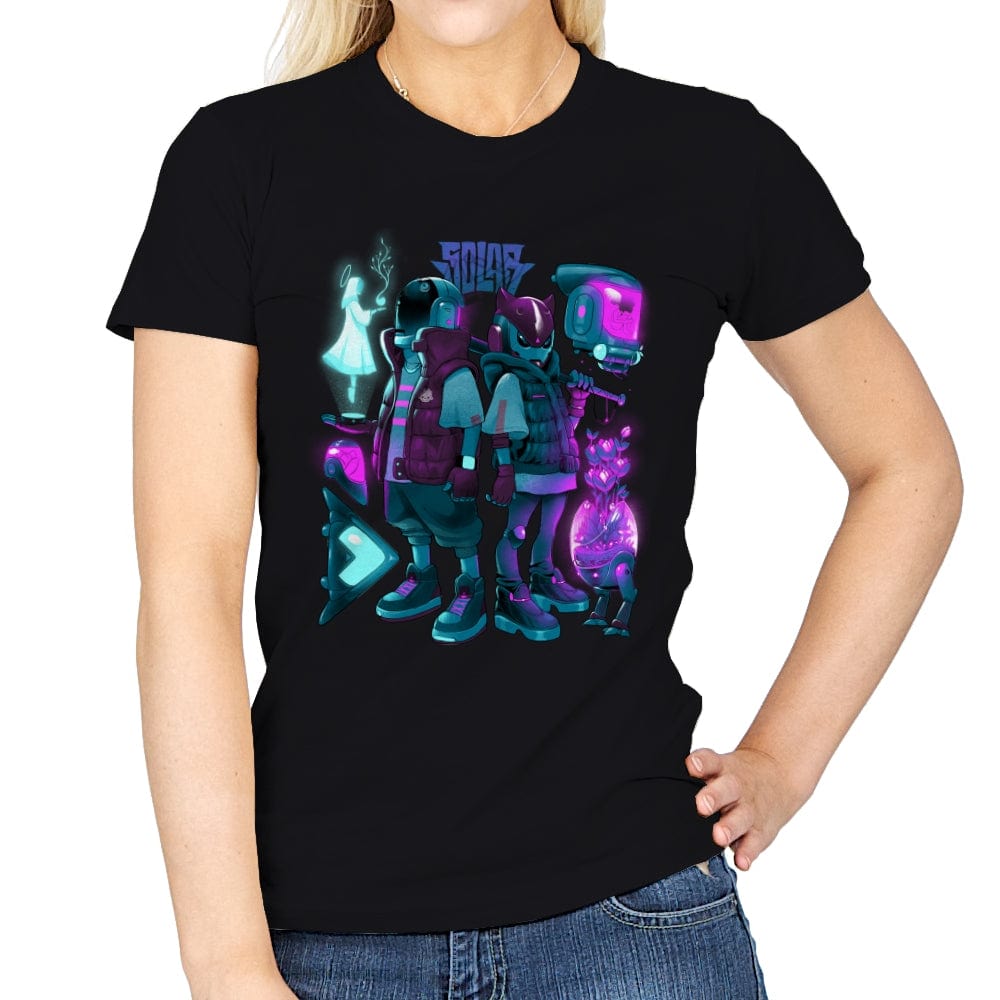 Robots & Faith - Womens T-Shirts RIPT Apparel Small / Black