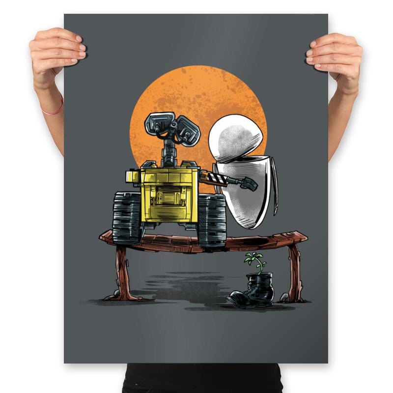 Robots Gazing at the Moon - Prints Posters RIPT Apparel 18x24 / Charcoal