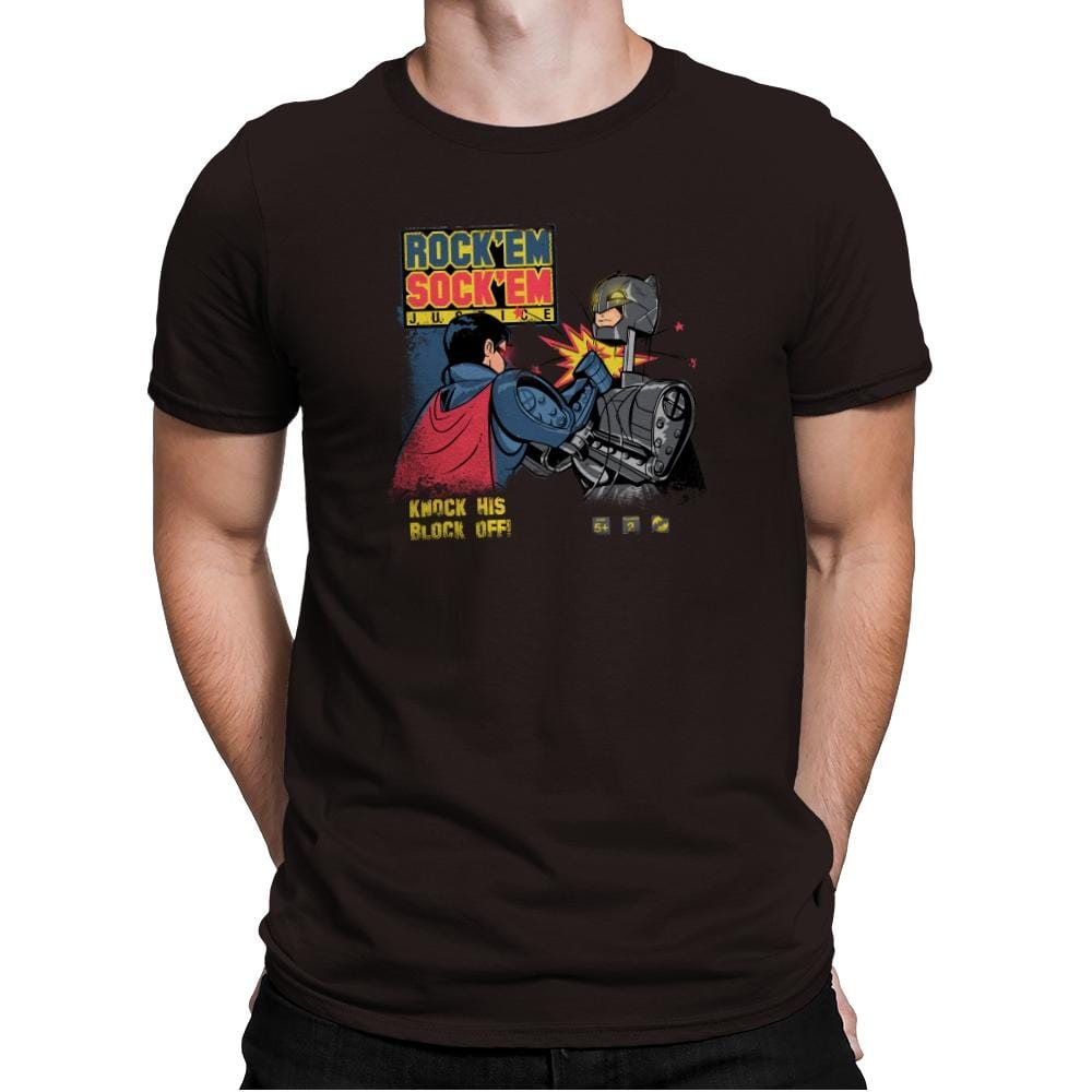 Rock 'em Sock 'em Justice Exclusive - Mens Premium T-Shirts RIPT Apparel Small / Dark Chocolate