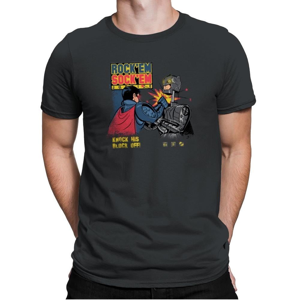 Rock 'em Sock 'em Justice Exclusive - Mens Premium T-Shirts RIPT Apparel Small / Heavy Metal