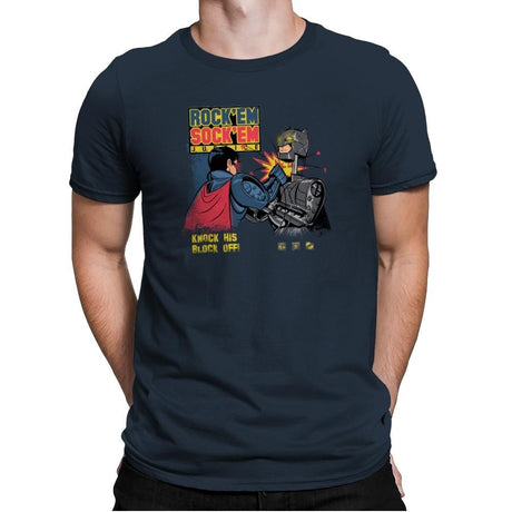 Rock 'em Sock 'em Justice Exclusive - Mens Premium T-Shirts RIPT Apparel Small / Indigo