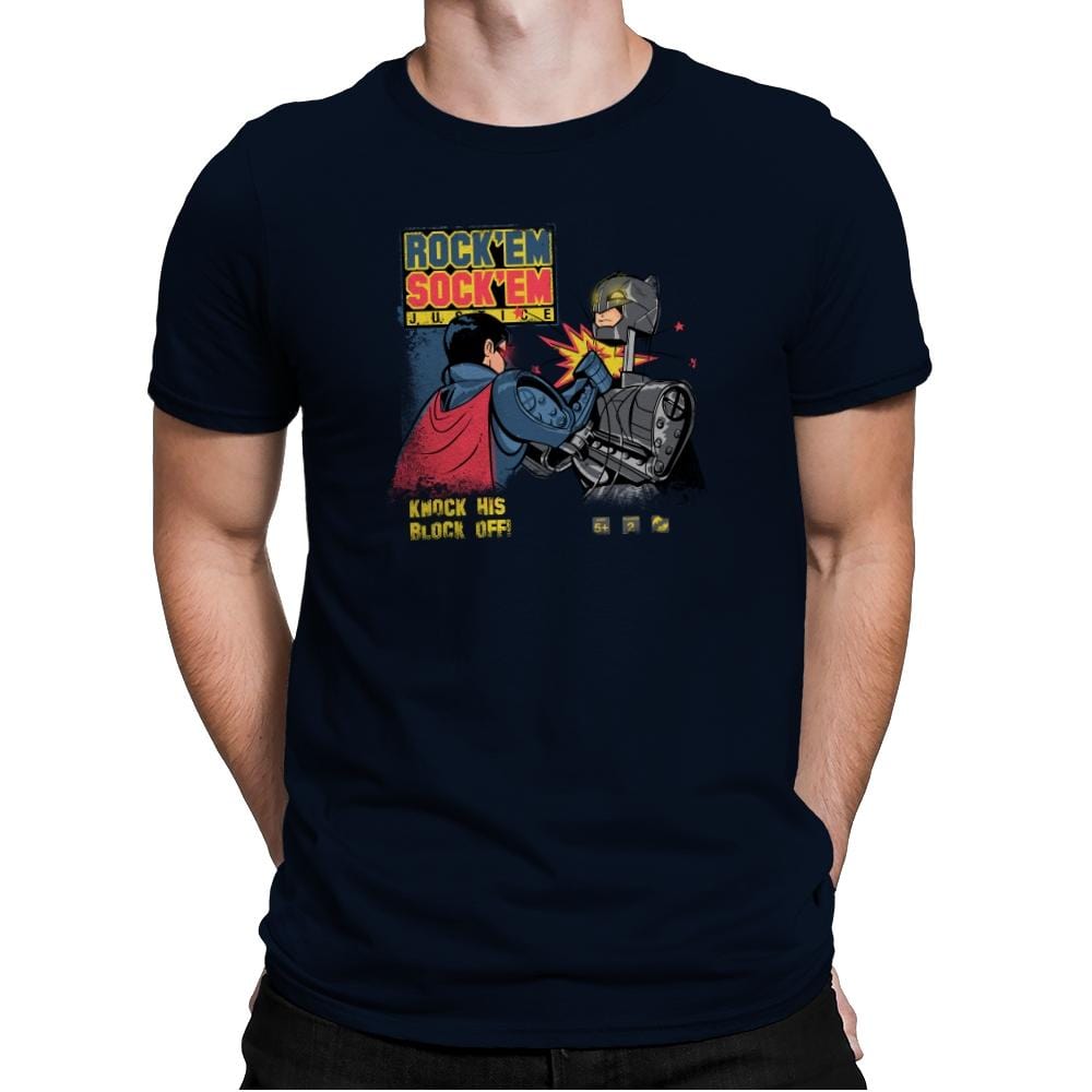 Rock 'em Sock 'em Justice Exclusive - Mens Premium T-Shirts RIPT Apparel Small / Midnight Navy