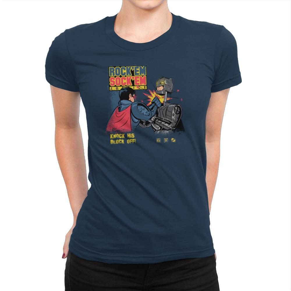 Rock 'em Sock 'em Justice Exclusive - Womens Premium T-Shirts RIPT Apparel 3x-large / Midnight Navy