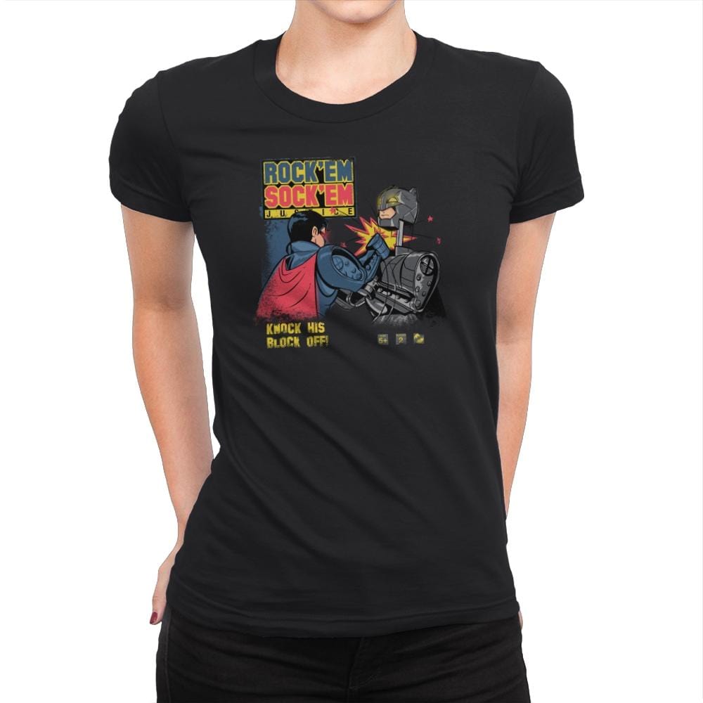 Rock 'em Sock 'em Justice Exclusive - Womens Premium T-Shirts RIPT Apparel Small / Black