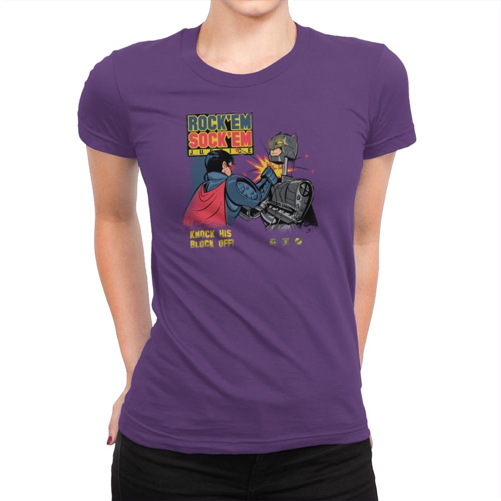 Rock 'em Sock 'em Justice Exclusive - Womens Premium T-Shirts RIPT Apparel Small / Purple Rush