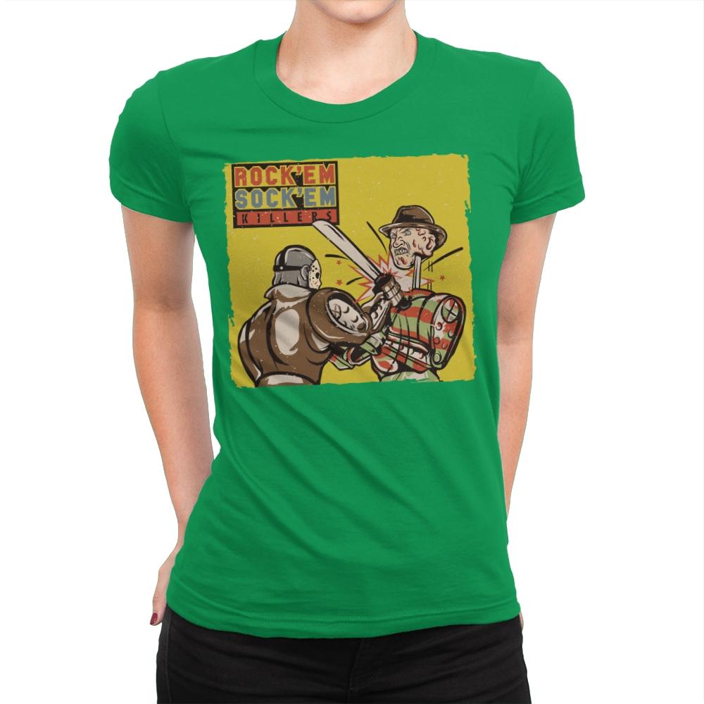 Rock'em Sock'em Killers - Womens Premium T-Shirts RIPT Apparel Small / Kelly Green