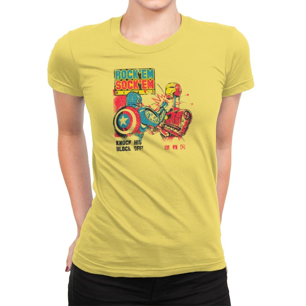 Rock 'em Sock 'em Rivals Exclusive - Womens Premium T-Shirts RIPT Apparel Small / Vibrant Yellow