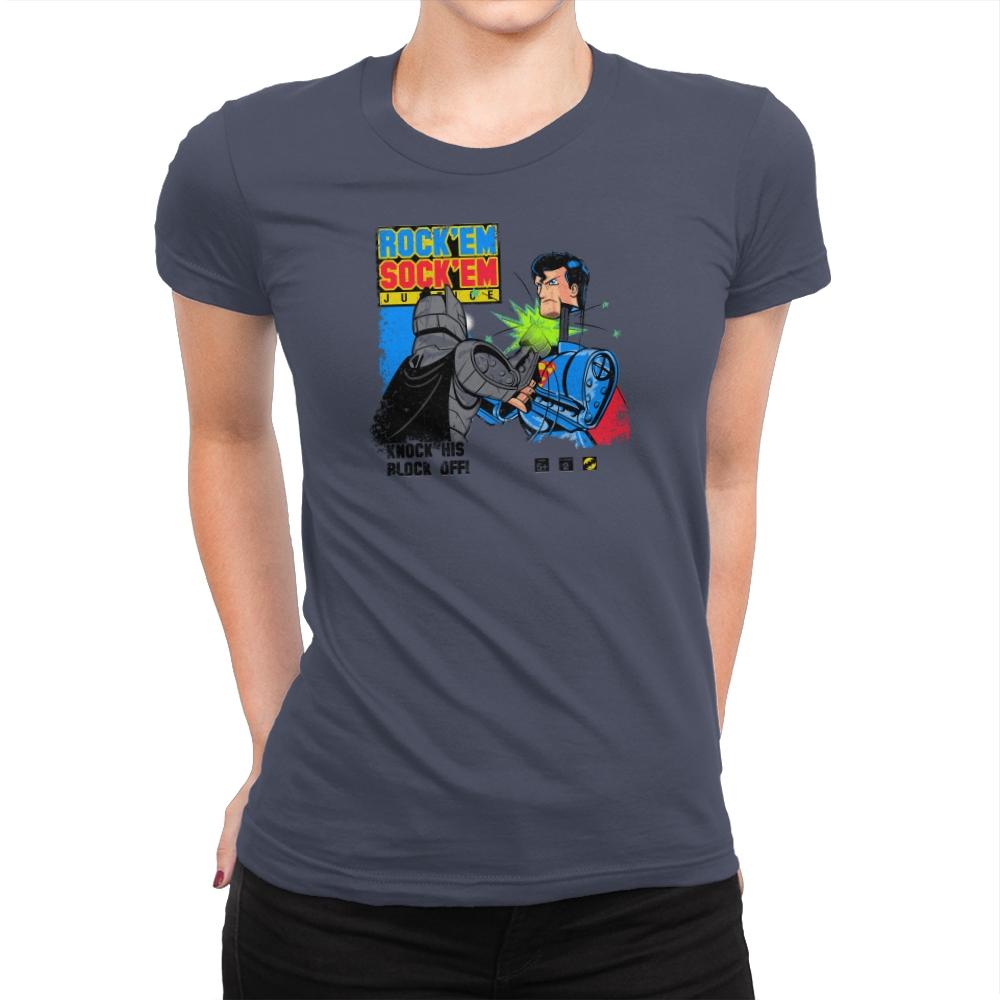 Rock 'em Sock 'em Super Friends Exclusive - Womens Premium T-Shirts RIPT Apparel Small / Indigo