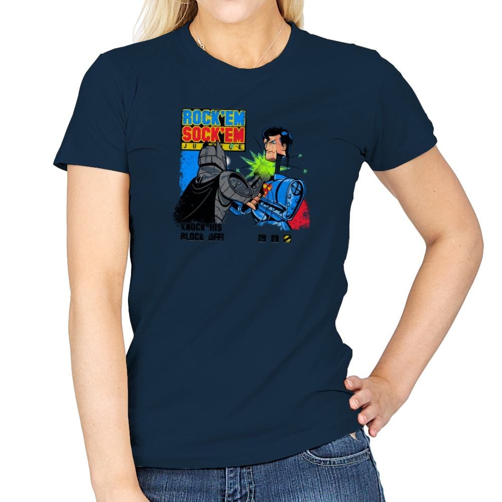 Rock 'em Sock 'em Super Friends Exclusive - Womens T-Shirts RIPT Apparel Small / Navy