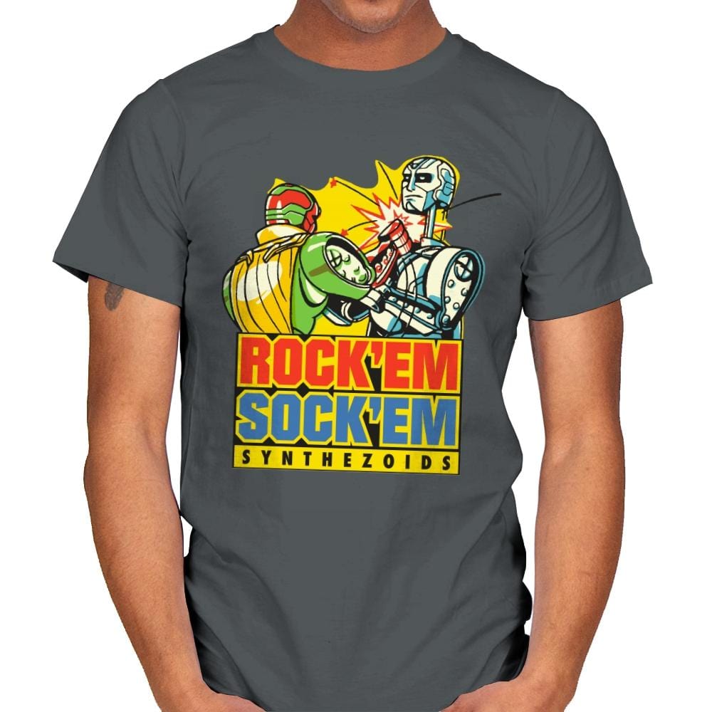Rock'em Sock'em Synthezoids - Mens T-Shirts RIPT Apparel Small / Charcoal