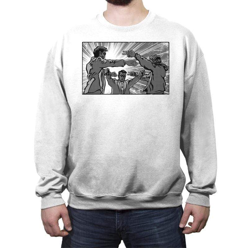 Rock Paper Scissors Mexican Standoff - Crew Neck Sweatshirt Crew Neck Sweatshirt RIPT Apparel Small / White