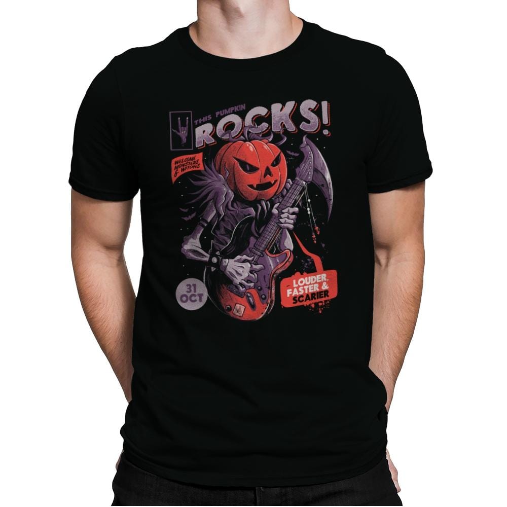 Rock Pumpkin - Mens Premium T-Shirts RIPT Apparel Small / Black