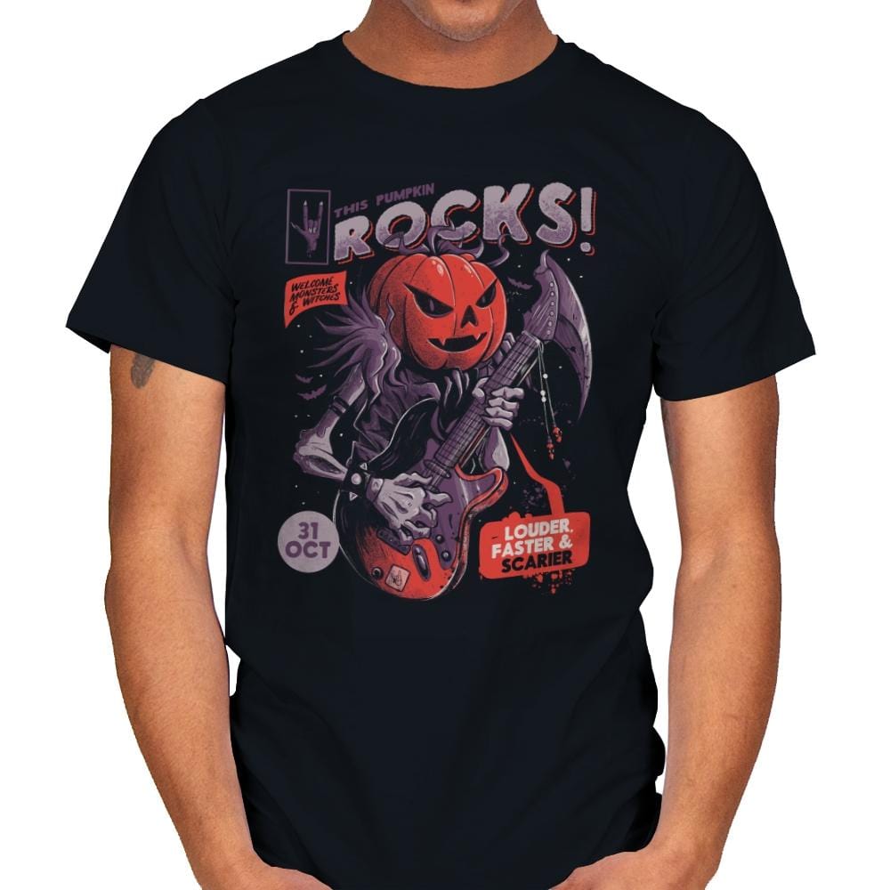 Rock Pumpkin - Mens T-Shirts RIPT Apparel Small / Black